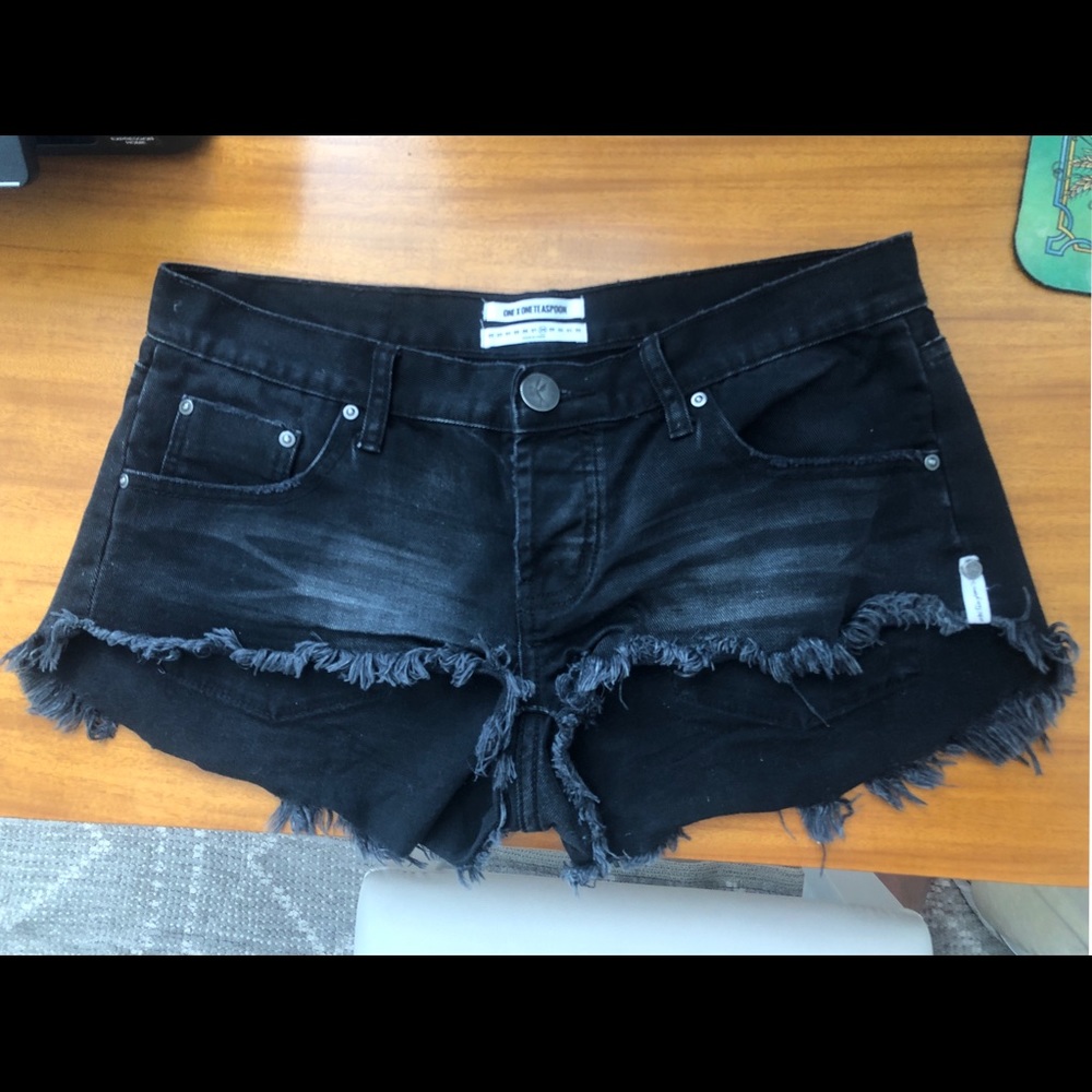 One Teaspoon Bonitas denim shorts panther black 28